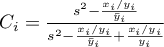 $C_i=\frac{s^2-\frac{x_i/y_i}{\bar{y}_i}}{s^2-\frac{x_i/y_i}{\bar{y}_i}+\frac{x_i/y_i}{y_i}}$