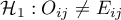 $\mathcal{H}_1: & O_{ij} \neq E_{ij} $