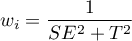 \begin{displaymath}
w_i=\frac{1}{SE^2+T^2}
\end{displaymath}