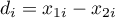 $d_i=x_{1i}-x_{2i}$