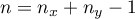 $n=n_x+n_y-1$