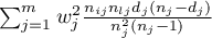 $\sum_{j=1}^{m}w_j^2\frac{n_{ij}n_{lj}d_j(n_j-d_j)}{n^2_j(n_j-1)}$