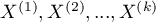 $X^{(1)}, X^{(2)},..., X^{(k)}$