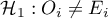 $\mathcal{H}_1 : O_i \neq E_i$