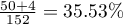 $\frac{50+4}{152}=35.53\%$