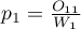 $p_1=\frac{O_{11}}{W_1}$