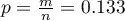 $p=\frac{m}{n}=0.133$