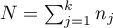 $N=\sum_{j=1}^k n_j$