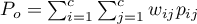 $P_o=\sum_{i=1}^c\sum_{j=1}^c w_{ij}p_{ij}$