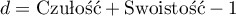 \begin{displaymath}d=\textrm{Czułość} + \textrm{Swoistość} -1\end{displaymath}