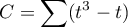 $\displaystyle C=\sum(t^3-t)$